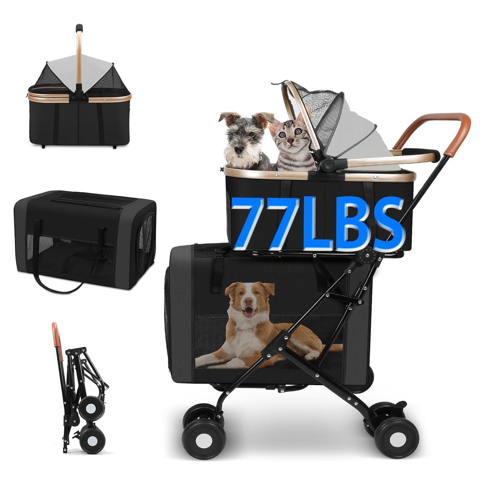 Carrito para Mascotas Evjeal 3 en 1 Plegable hasta 35 kg