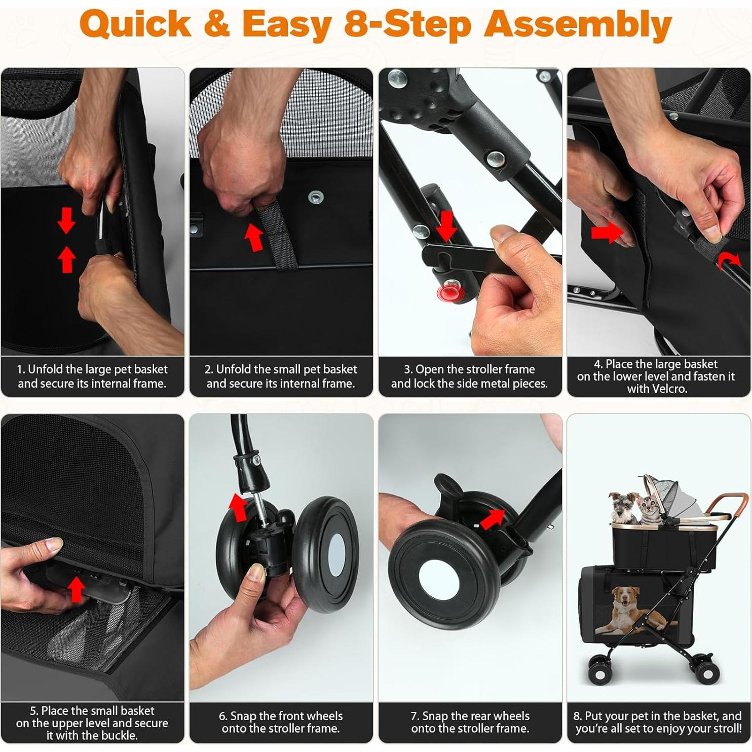 Carrito para Mascotas Evjeal 3 en 1 Plegable hasta 35 kg