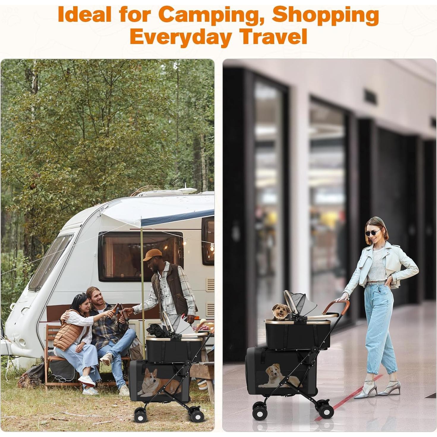 Carrito para Mascotas Evjeal 3 en 1 Plegable hasta 35 kg