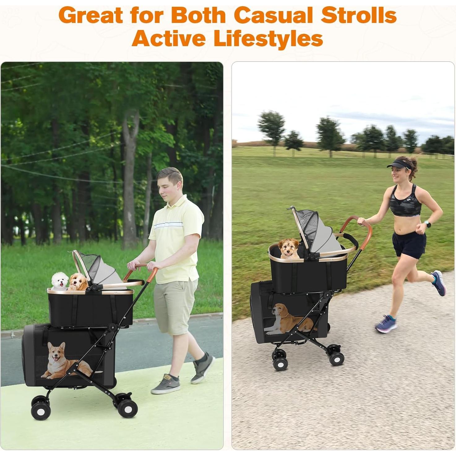 Carrito para Mascotas Evjeal 3 en 1 Plegable hasta 35 kg