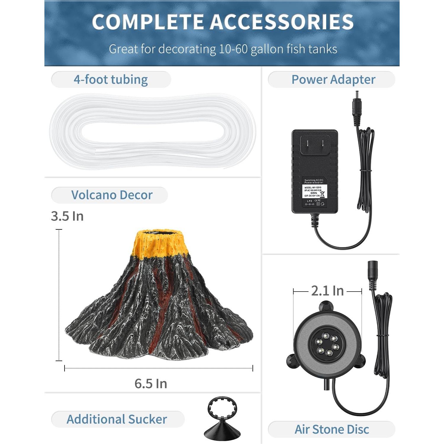 Kit Decorativo Volcán Acuario Uniclife con Luz LED y Burbujeador
