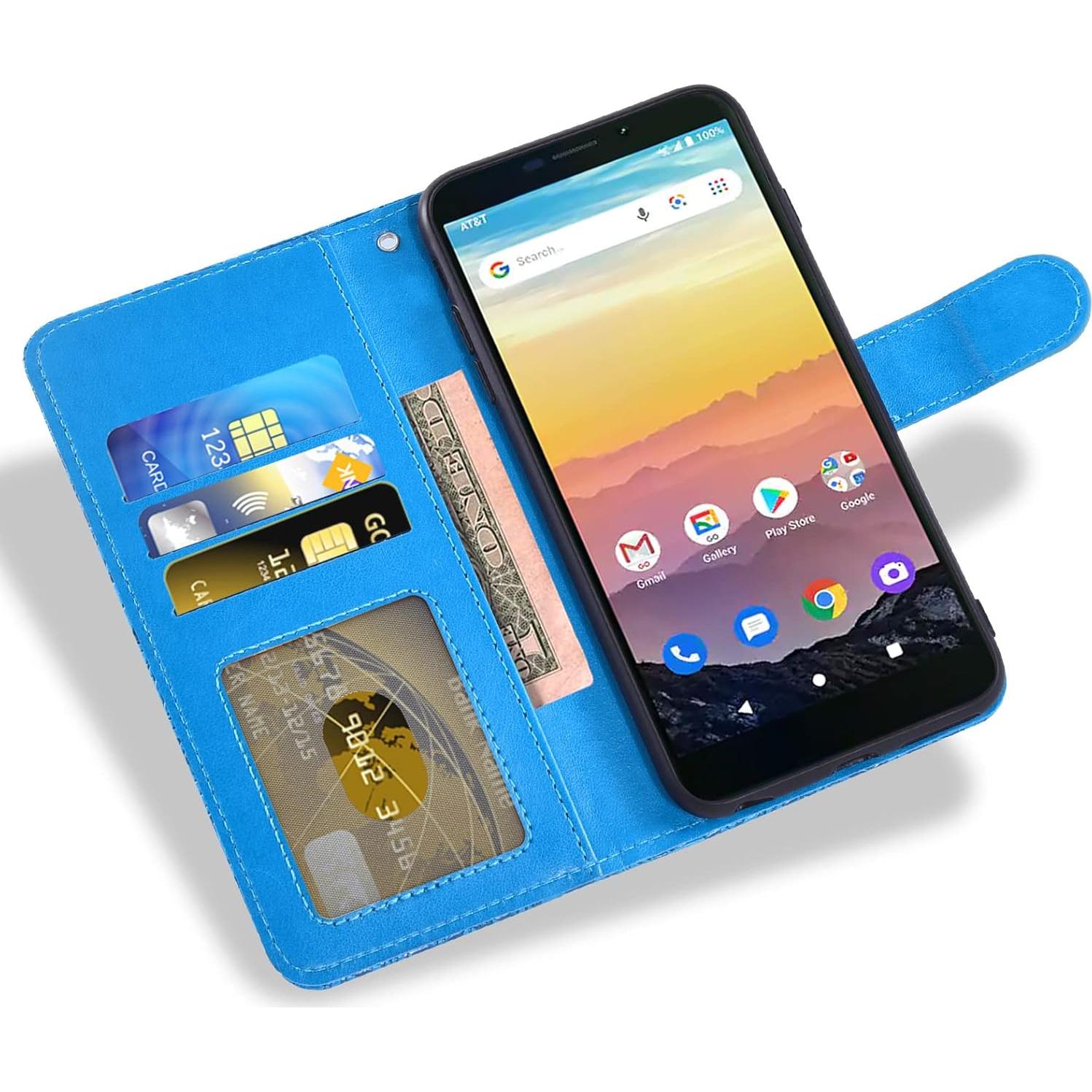 Funda de teléfono Asuwish para Cricket Vision 3 y AT&T Calypso con protector de pantalla y billetera