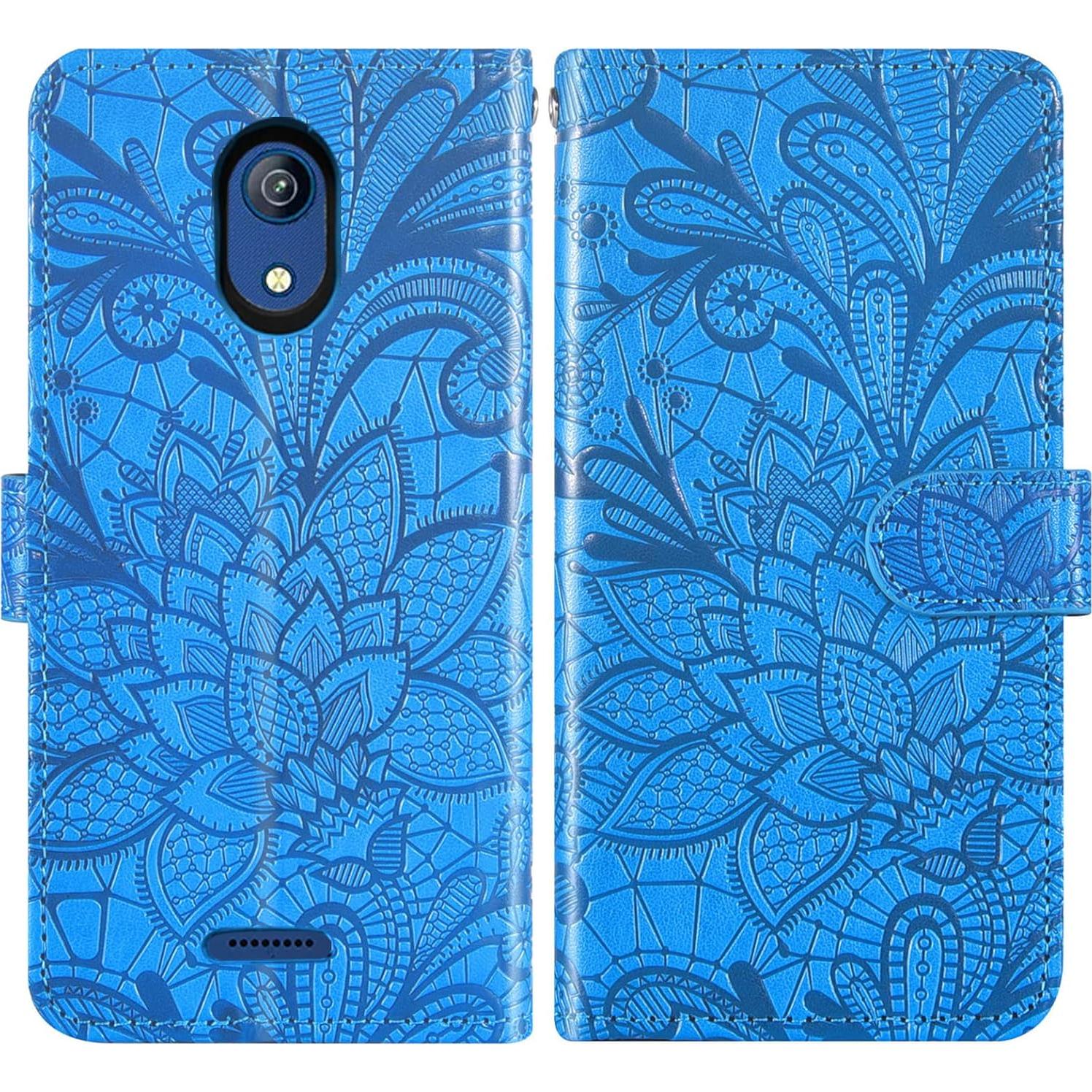 Funda de teléfono Asuwish para Cricket Vision 3 y AT&T Calypso con protector de pantalla y billetera