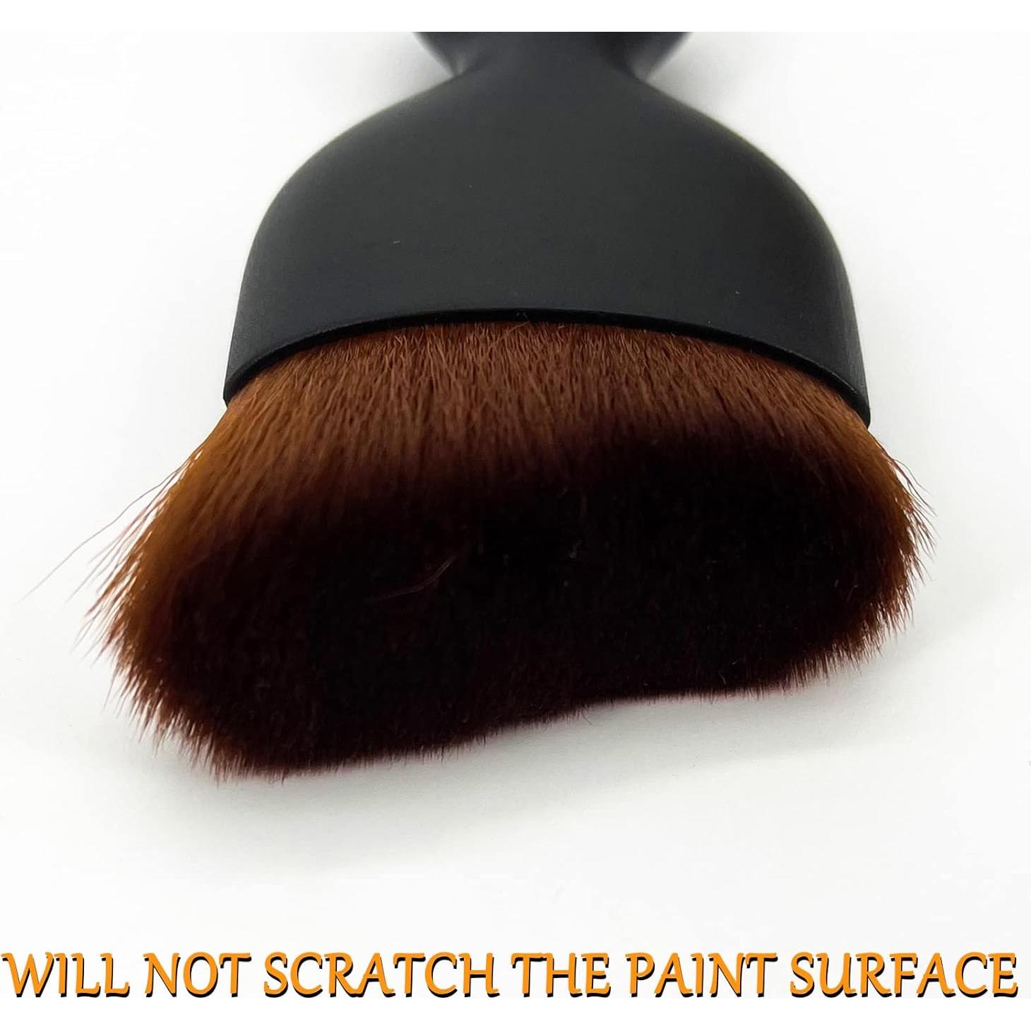 Msyuusr Car Interior Detailing Brush, Ultra Soft Bristles Dust Brush Car Cleaning Brush, Car Interior Cleaning Tool for Cleaning Panels, Air Vent, Computer, Leather (Brown)