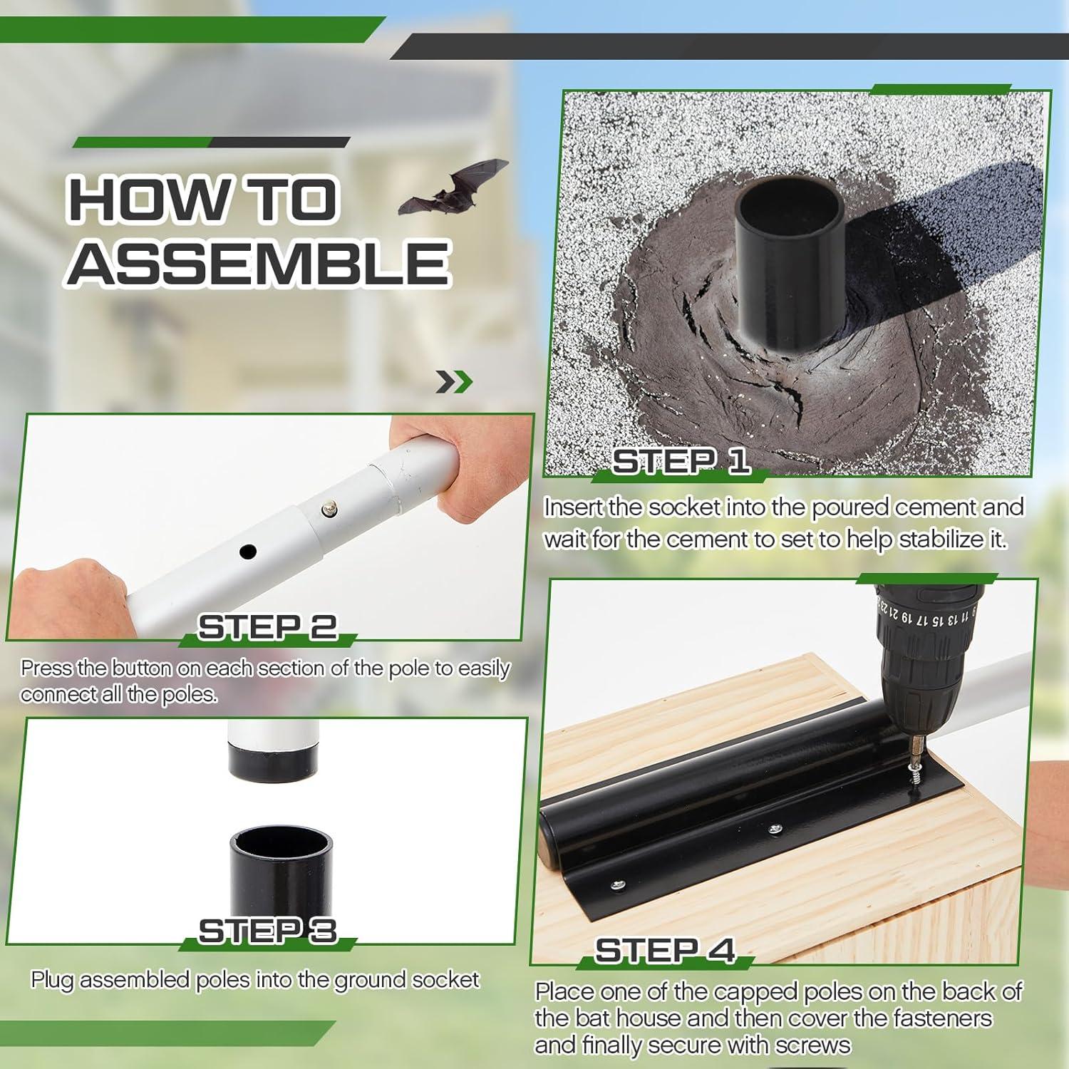 Poste Telescópico de Aluminio 3.6 m para Casa de Murciélagos Yaocom