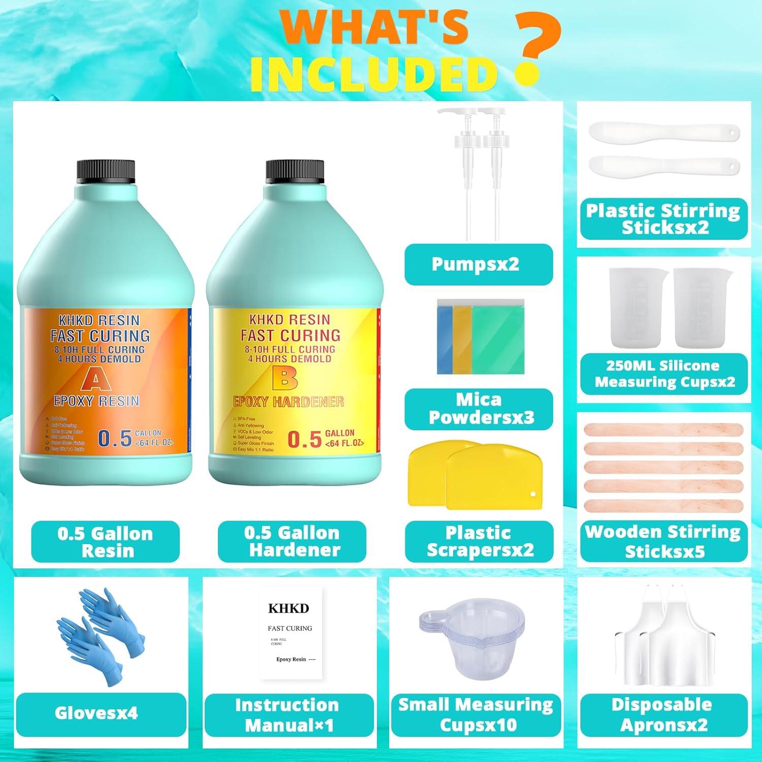 Kit de Resina Epóxica KHKD 1 Galón Curado Rápido 4 Horas