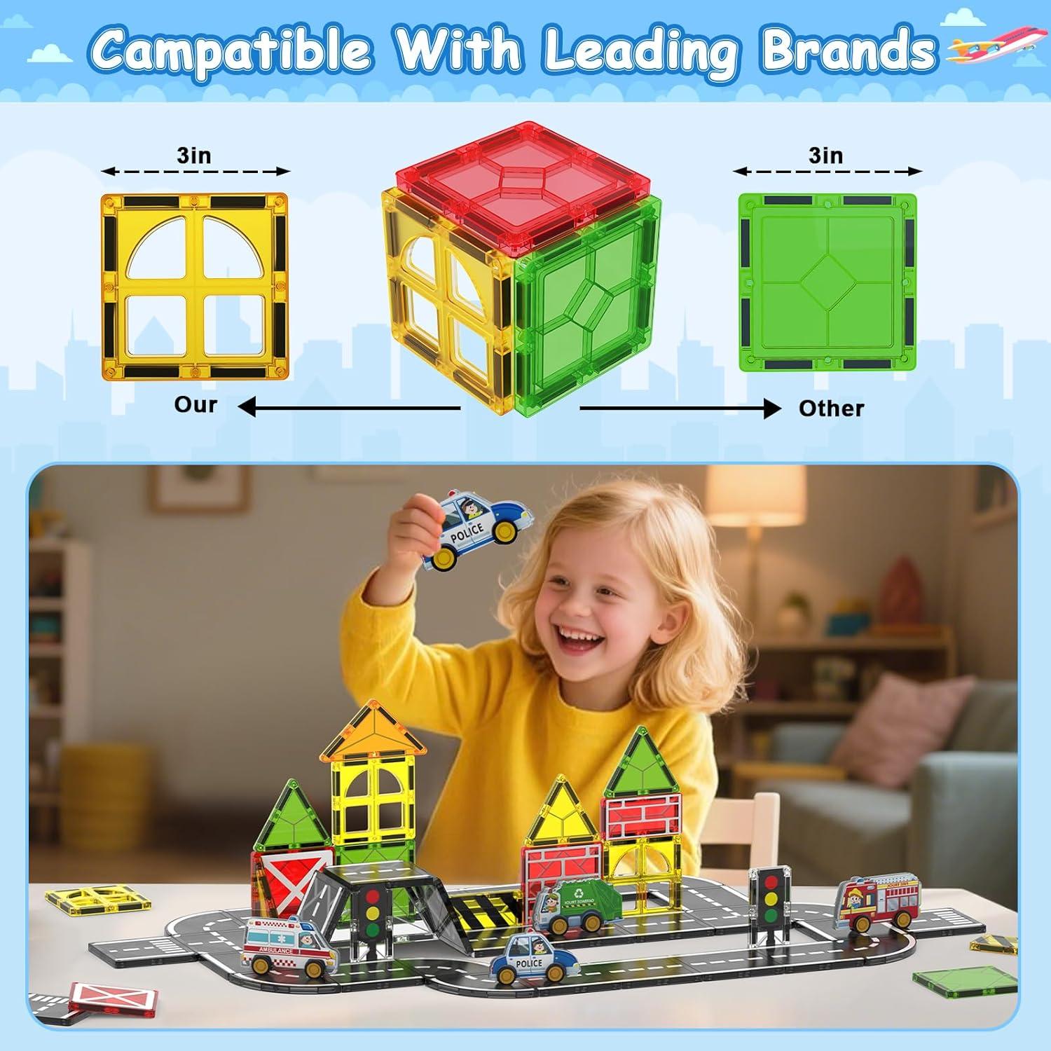 Juego de Carros de Carretera Magnéticos Magnetopia 30 Piezas