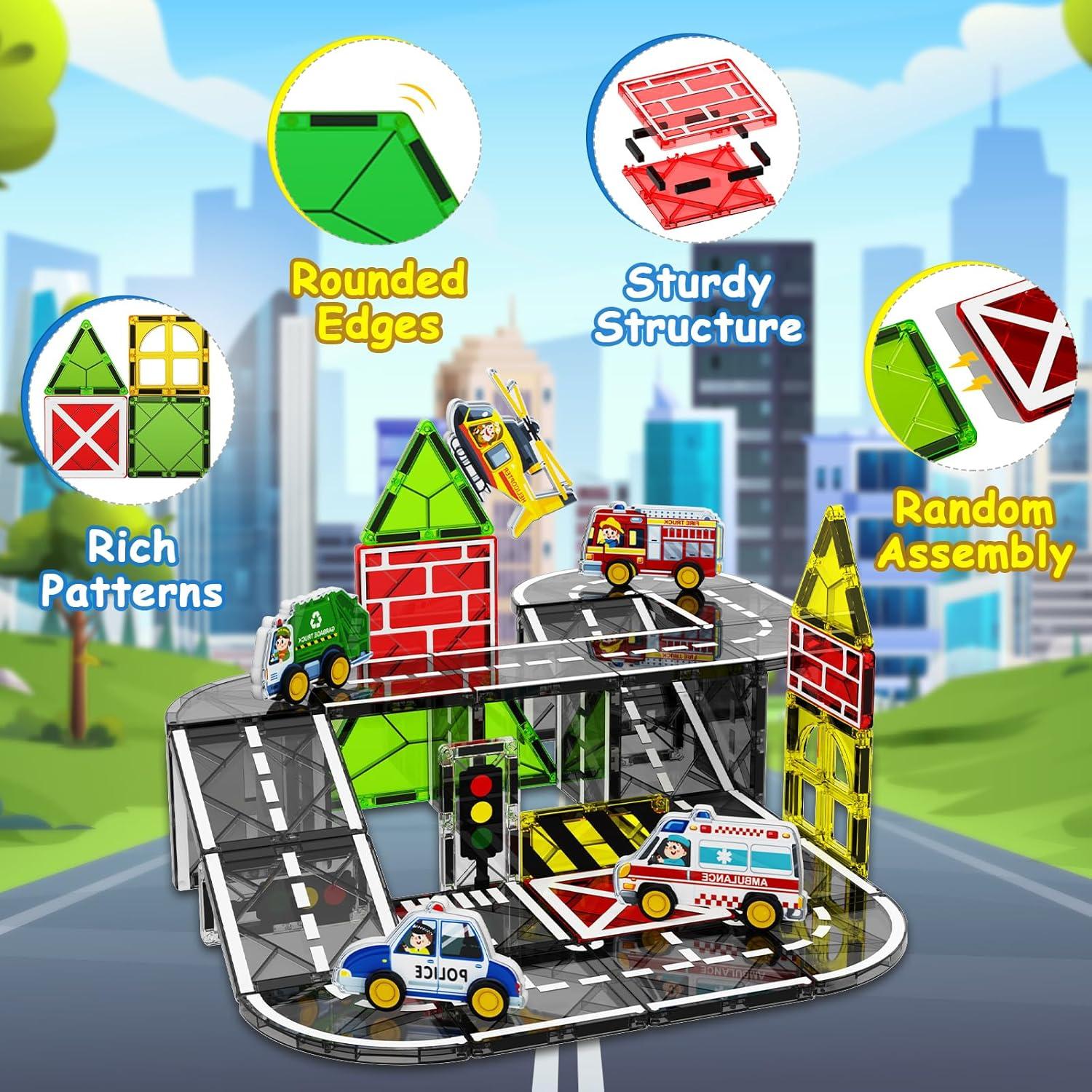 Juego de Carros de Carretera Magnéticos Magnetopia 30 Piezas
