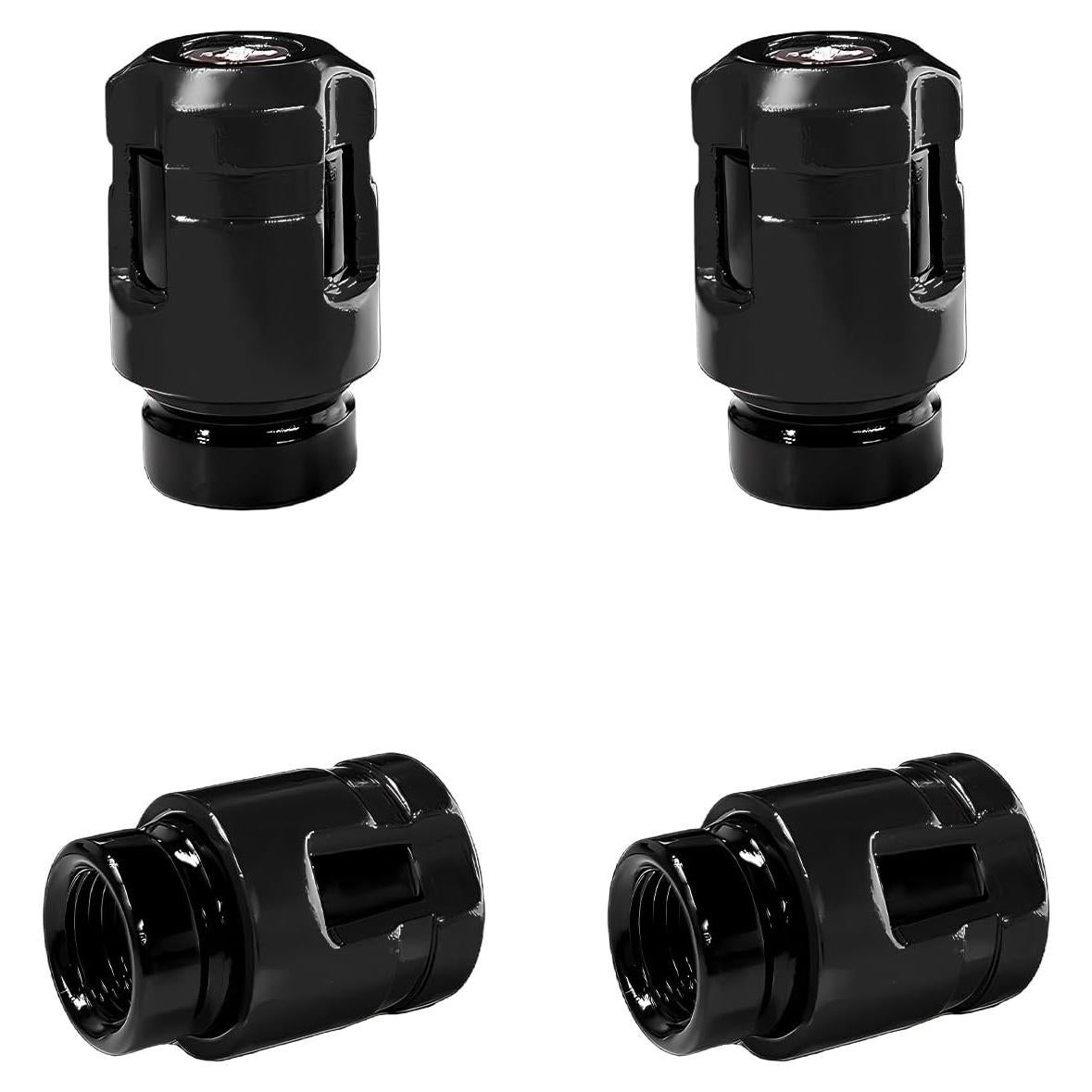4 Tapones de Válvula de Neumático Yourkar Aluminio Negro