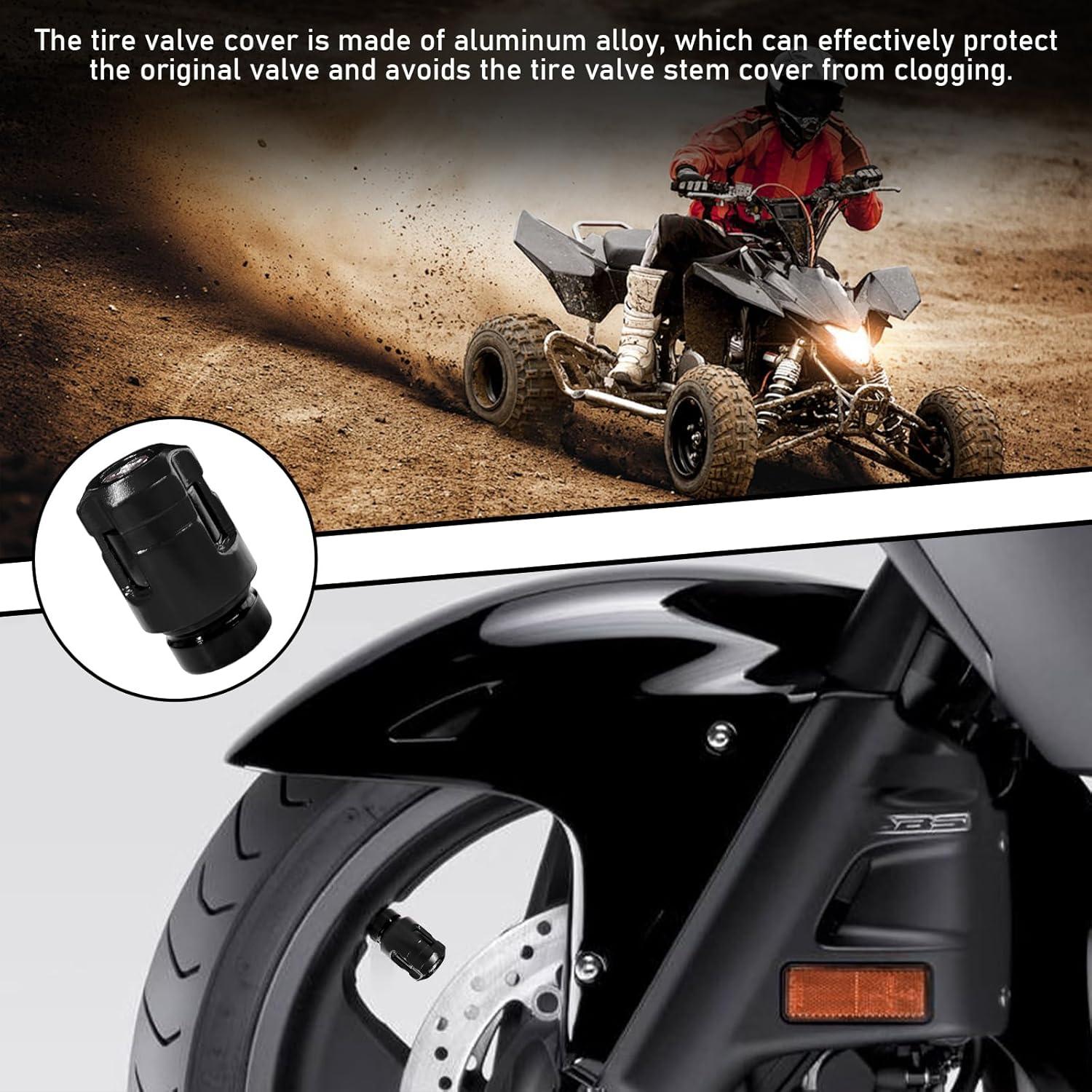 4 Tapones de Válvula de Neumático Yourkar Aluminio Negro