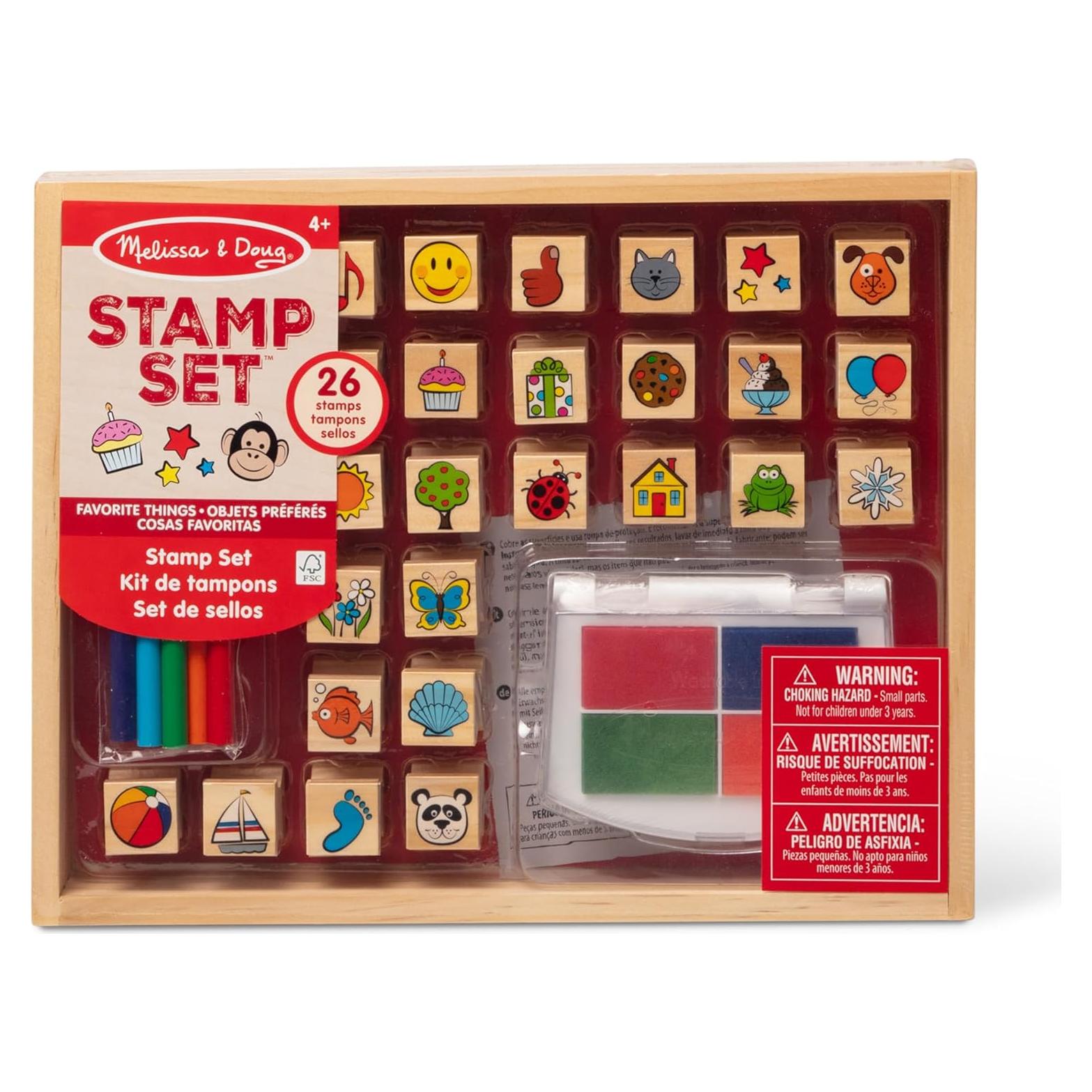 Juego de Sellos de Madera Melissa & Doug - 26 Sellos y 5 Lápices