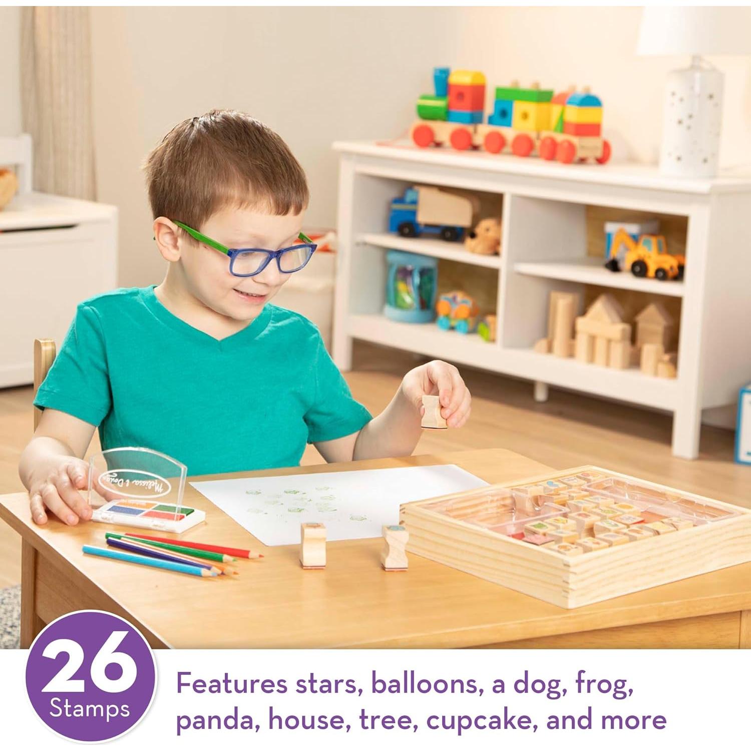 Juego de Sellos de Madera Melissa & Doug - 26 Sellos y 5 Lápices