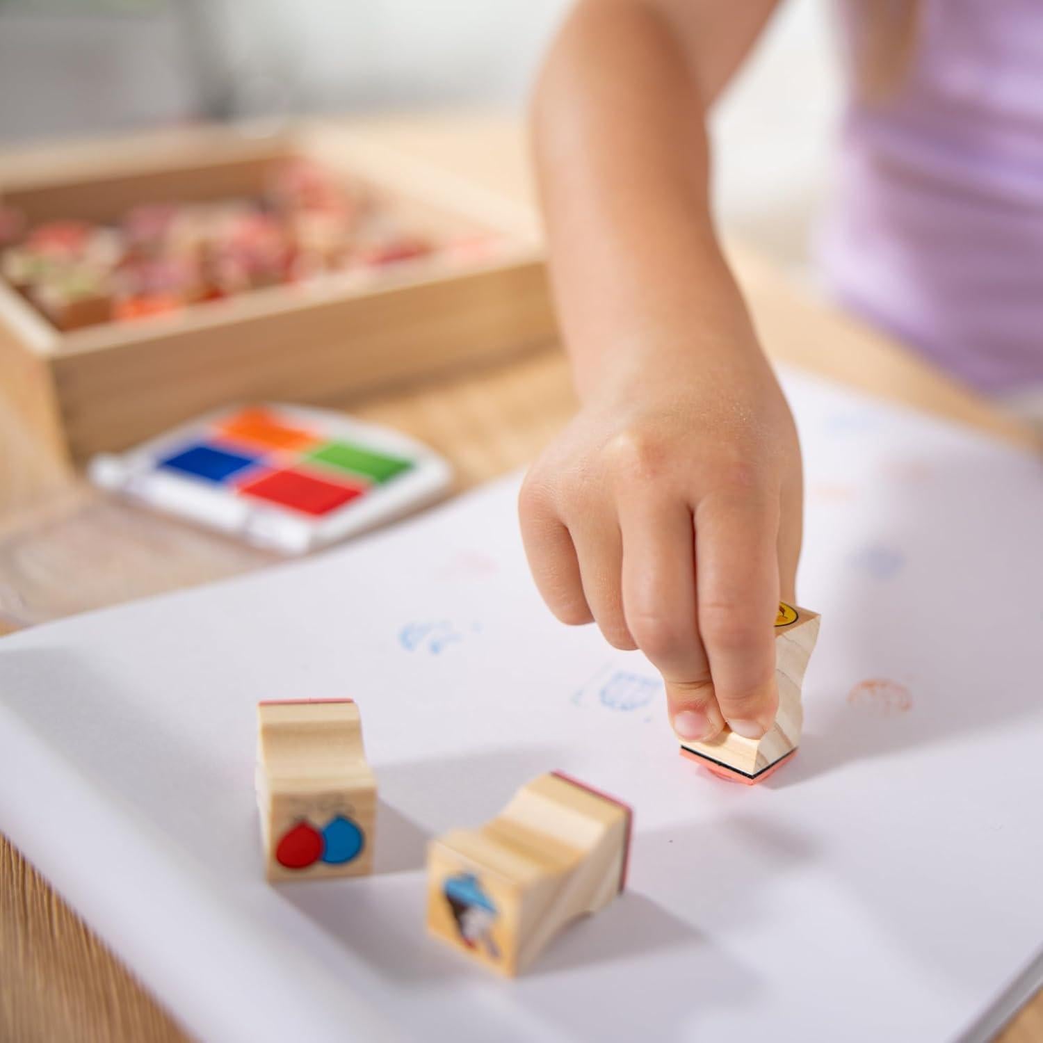 Juego de Sellos de Madera Melissa & Doug - 26 Sellos y 5 Lápices