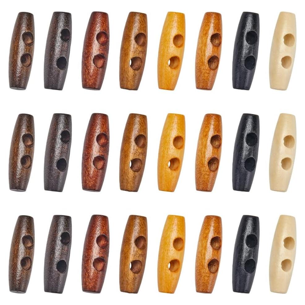 Botones de Madera Ovalados GORGECRAFT 80Pcs 30x10mm 8 Colores