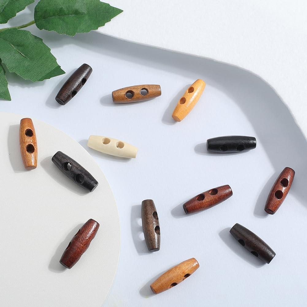 Botones de Madera Ovalados GORGECRAFT 80Pcs 30x10mm 8 Colores