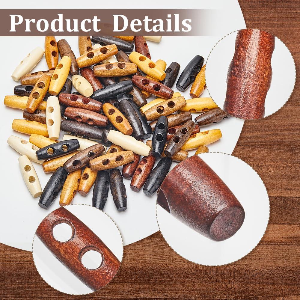 Botones de Madera Ovalados GORGECRAFT 80Pcs 30x10mm 8 Colores