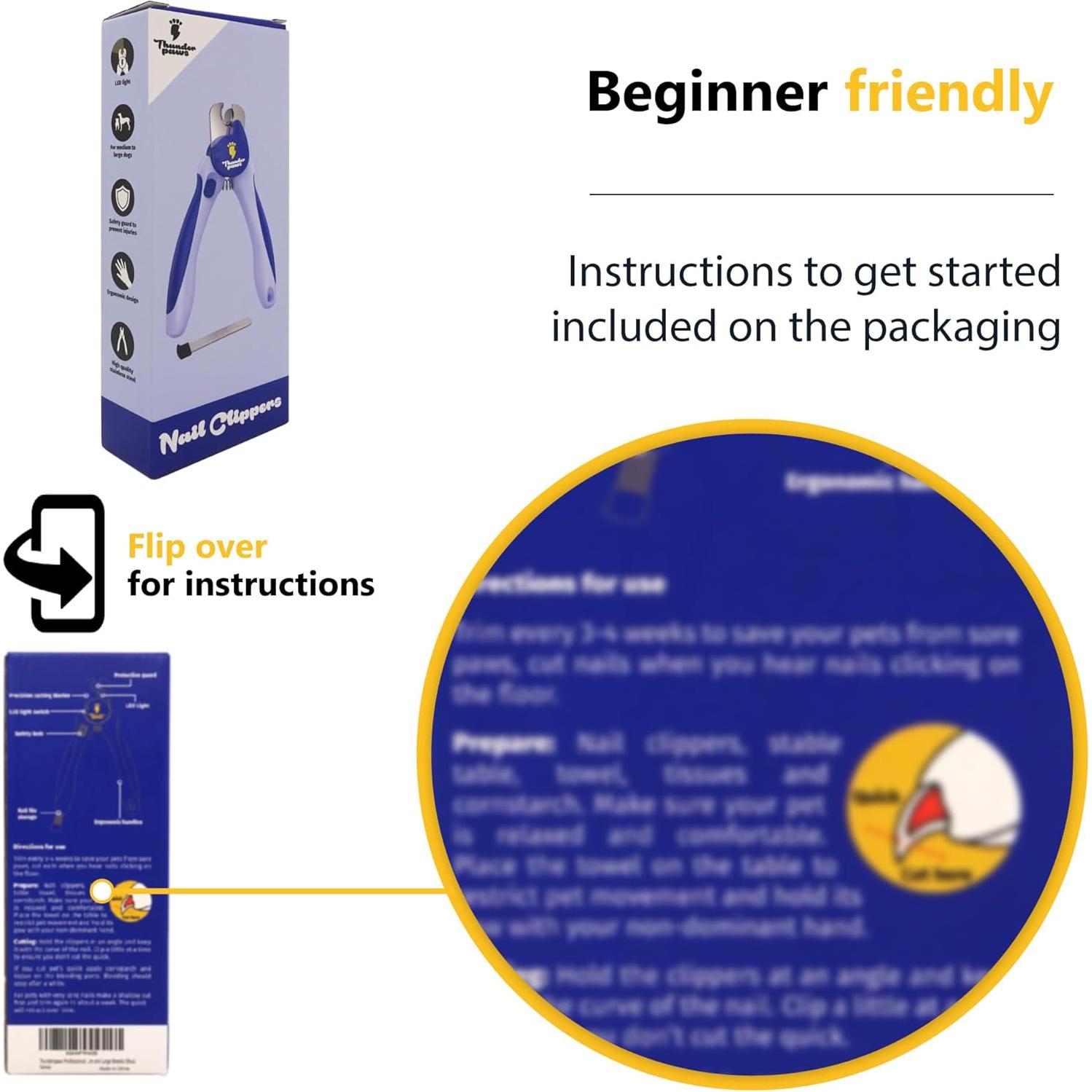 Cortauñas LED Thunderpaws para Perros y Gatos - Mediano-Grande