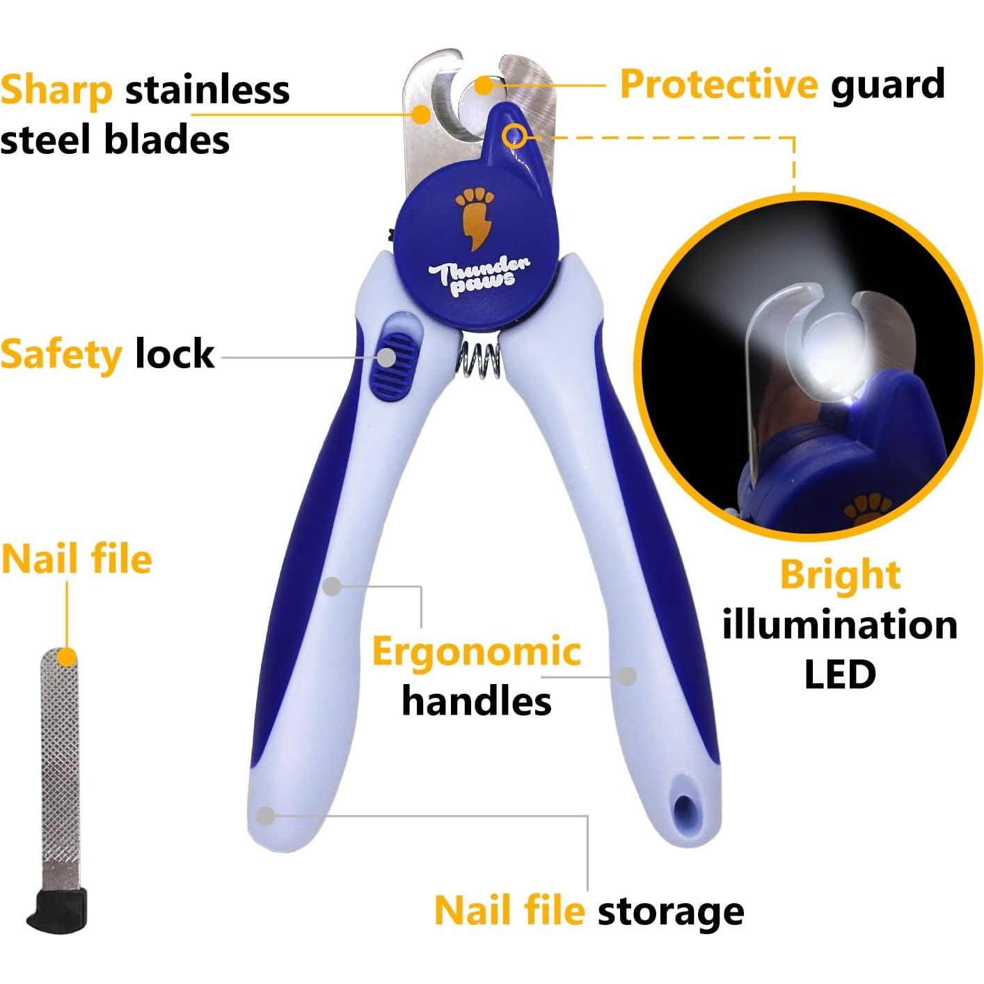 Cortauñas LED Thunderpaws para Perros y Gatos - Mediano-Grande