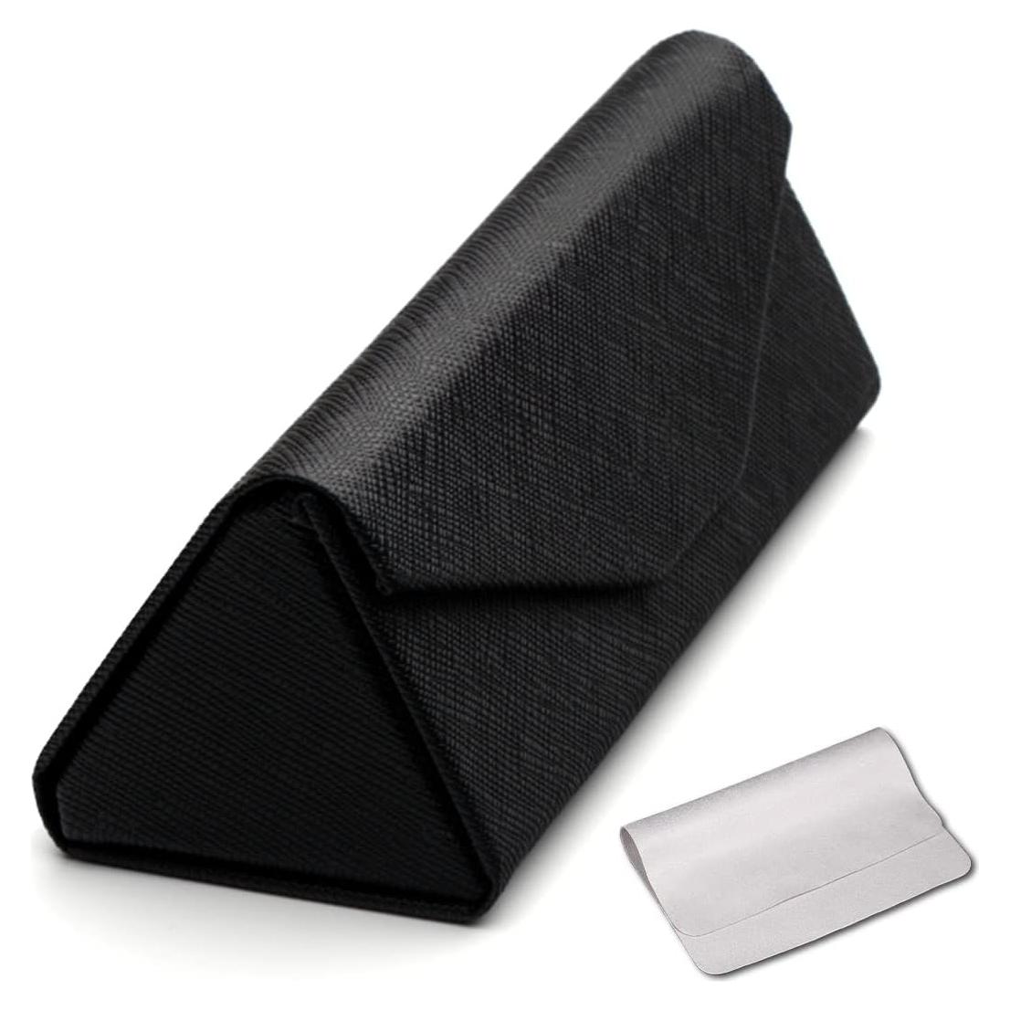 Estuche Duro para Gafas Plegable Negro con Paño de Limpieza