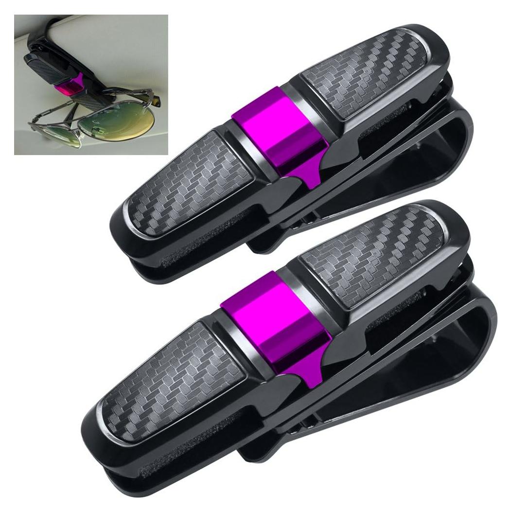 Soporte de Gafas para Visera de Coche FineGood - Negro y Rosa