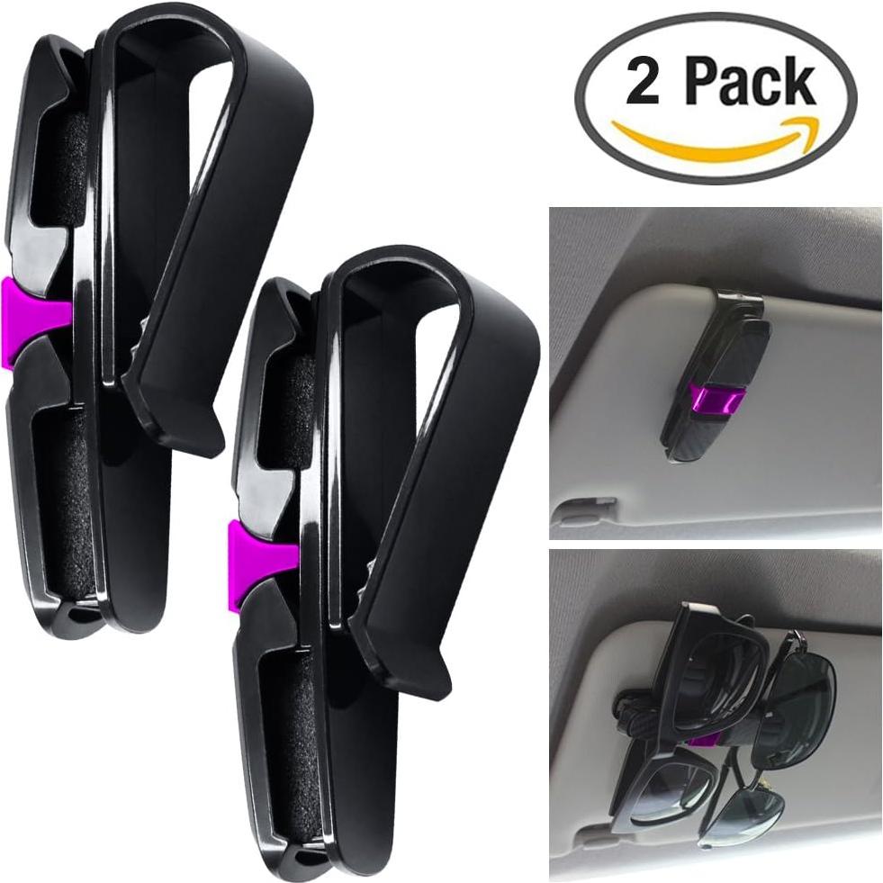 Soporte de Gafas para Visera de Coche FineGood - Negro y Rosa