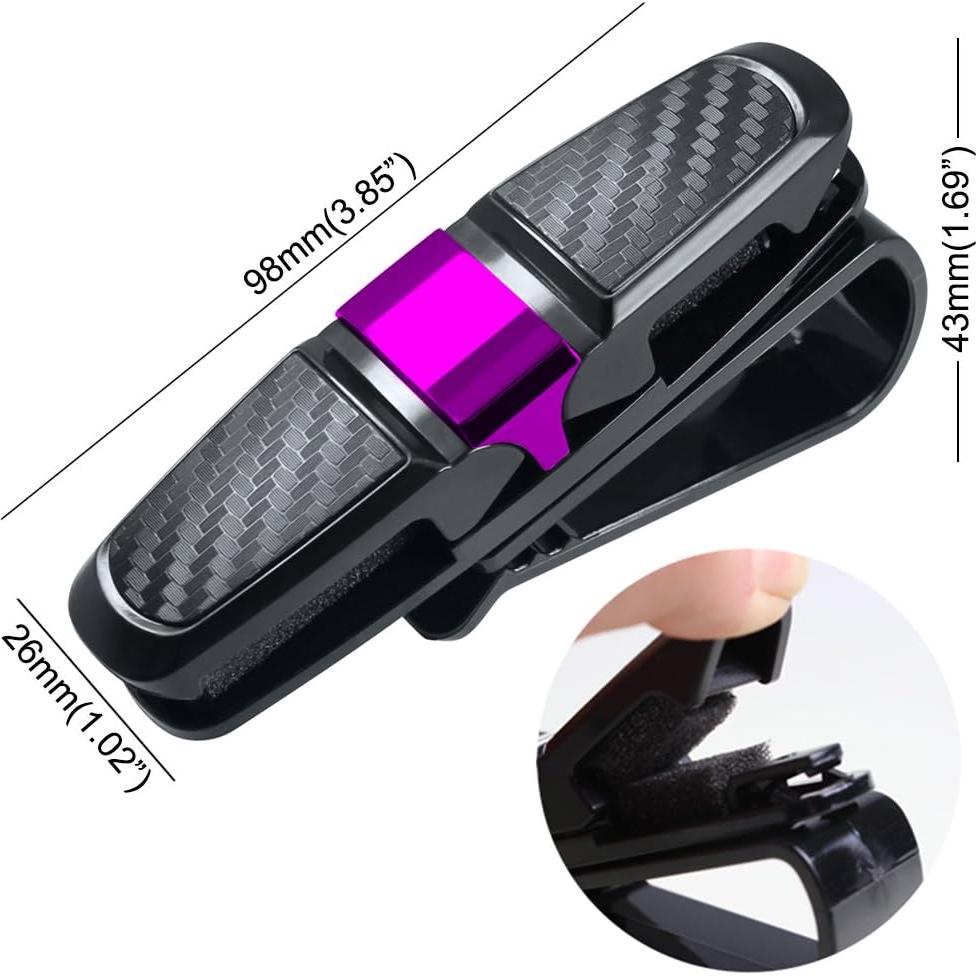 Soporte de Gafas para Visera de Coche FineGood - Negro y Rosa