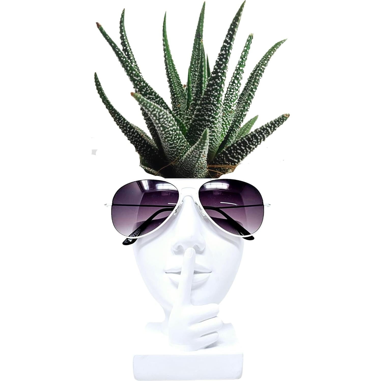 Soporte de Gafas y Maceta Artsy Face - Keep Silent