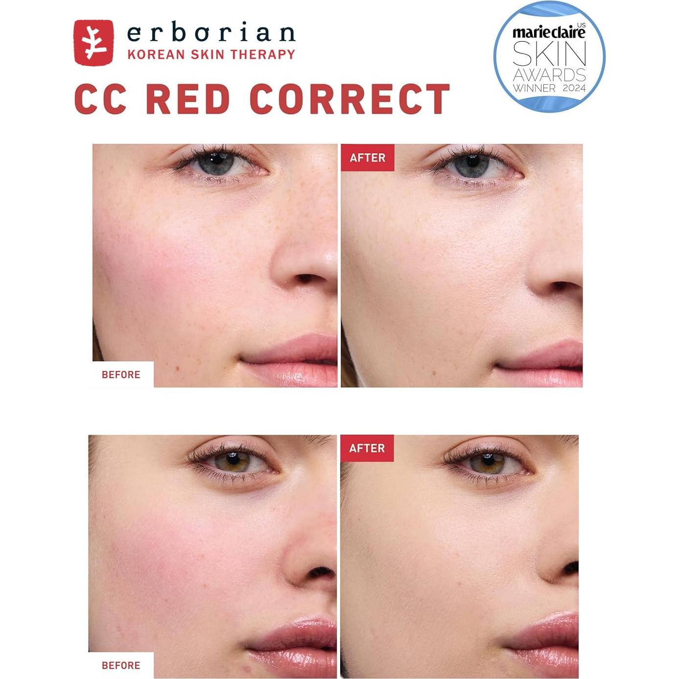 Erborian CC Red Corrector Verde 14g - Cuidado Piel Coreano SPF 25