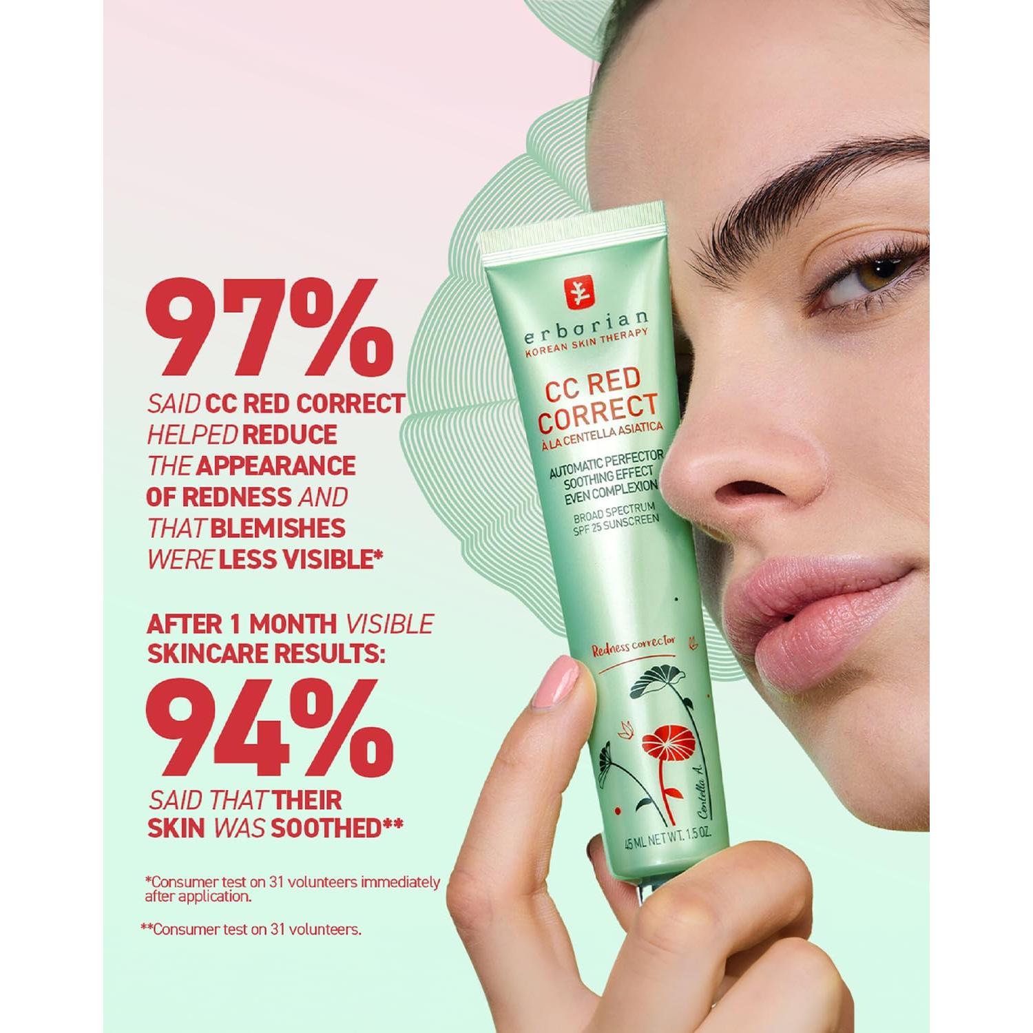 Erborian CC Red Corrector Verde 14g - Cuidado Piel Coreano SPF 25