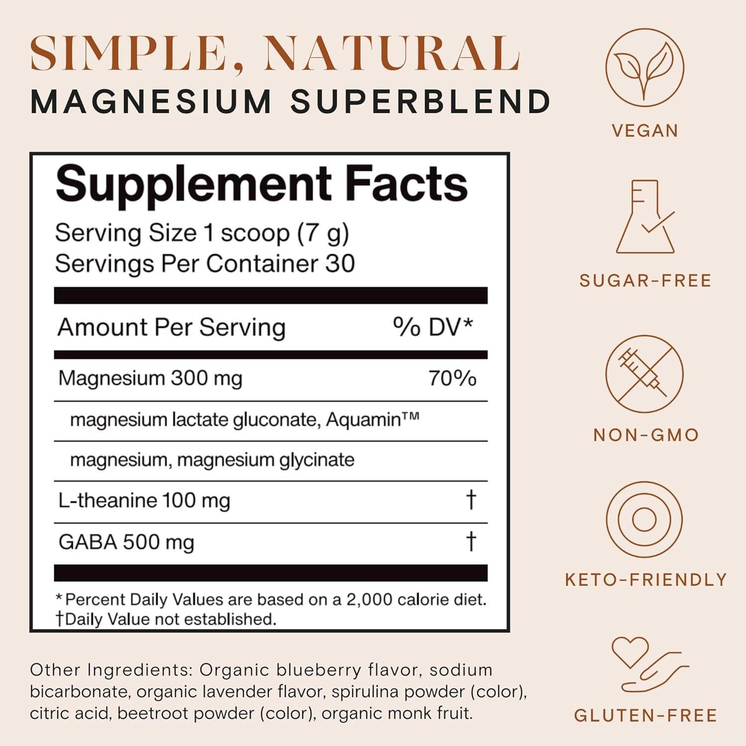 Suplemento de Magnesio Mellö Superblend 240g - Glicinato, L-Theanina