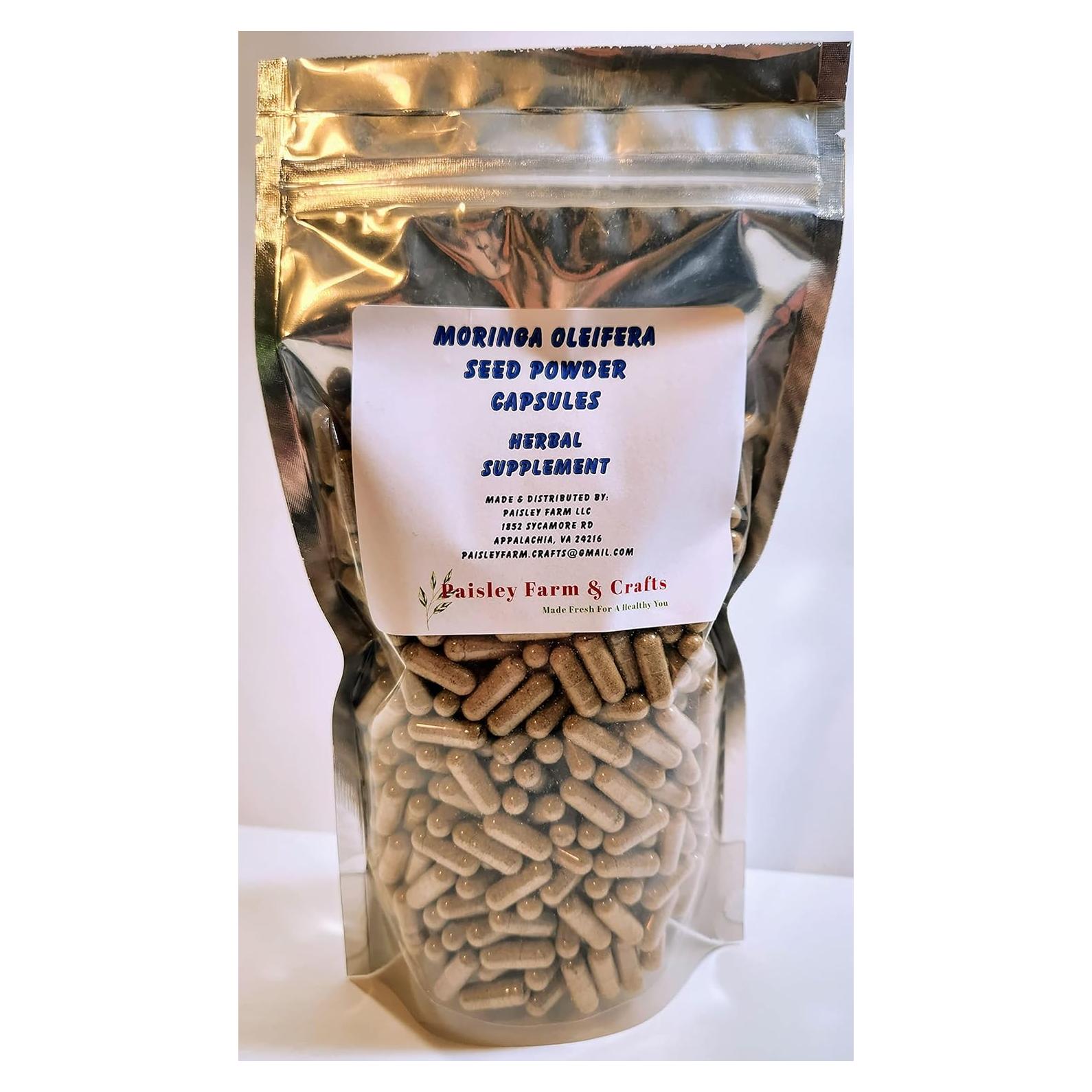 Cápsulas de Semilla de Moringa Oleifera 600 unidades - Paisley Farm