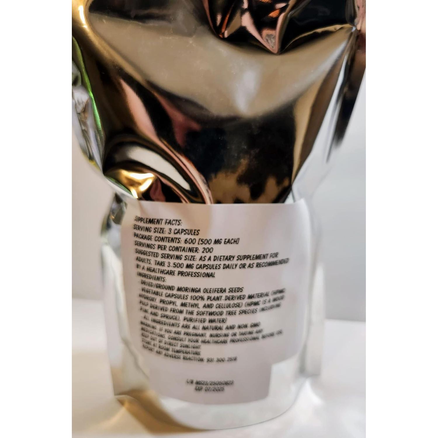 Cápsulas de Semilla de Moringa Oleifera 600 unidades - Paisley Farm