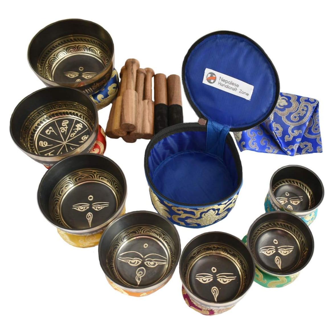 Conjunto de 7 Cuencos Tibetanos NHZ para Meditación - Negro