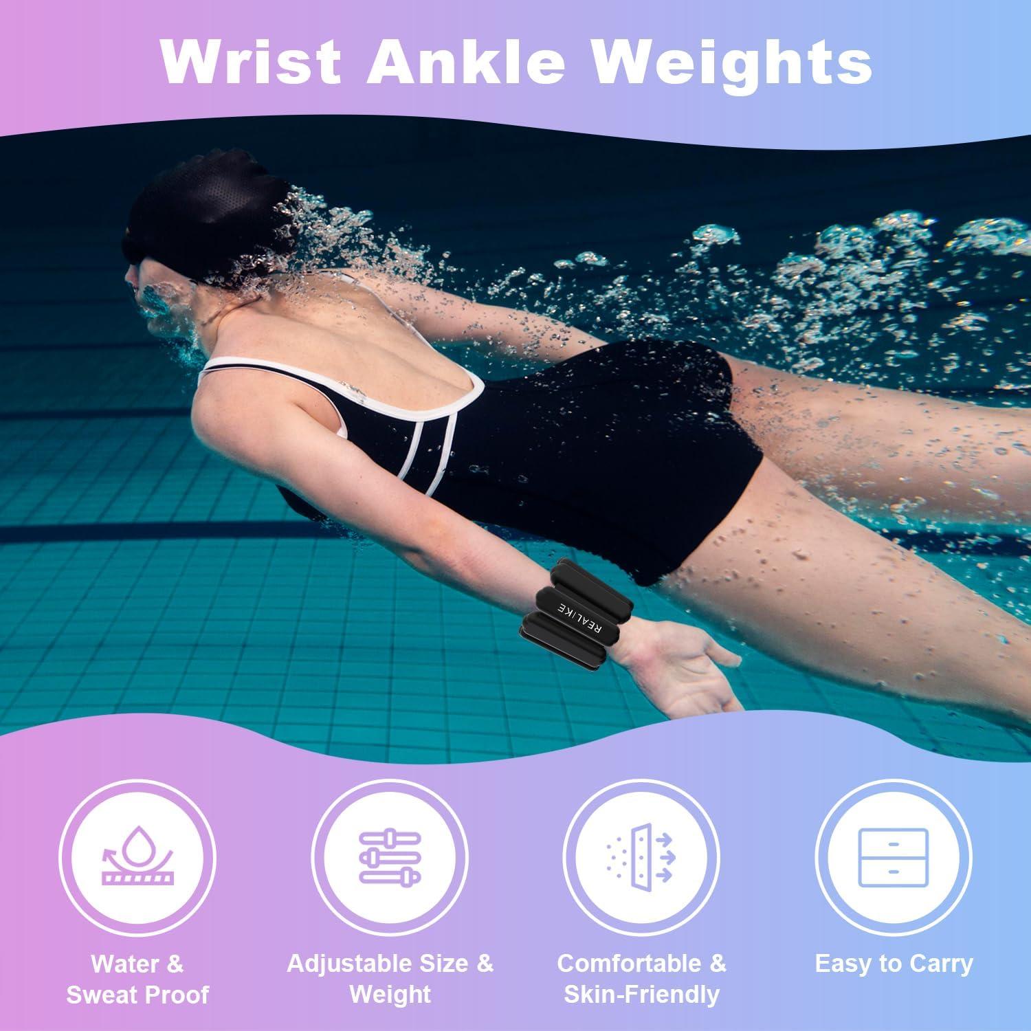 Pesas de Muñeca y Tobillo REALIKE 0.9 kg Ajustables Negro