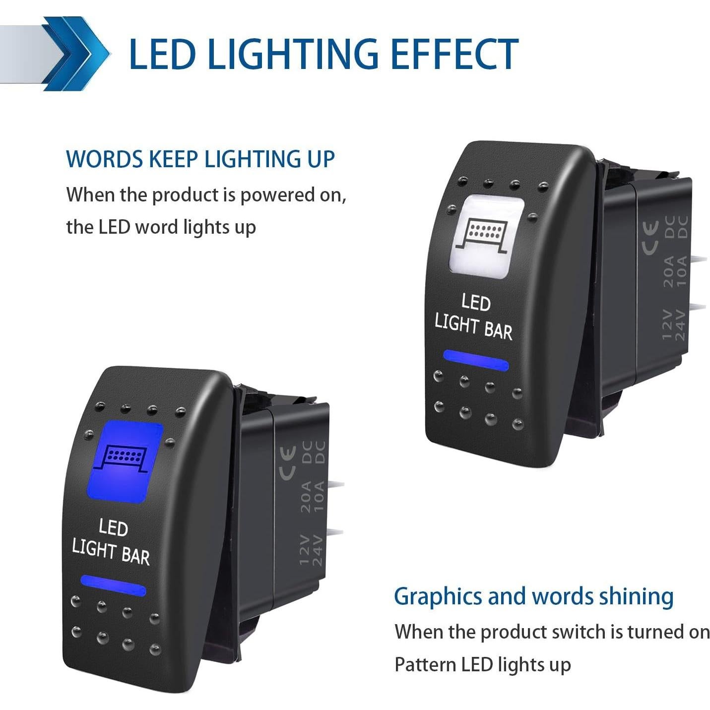 Interruptor de Palanca 5 Pin SPST Purishion 12V 24V Azul