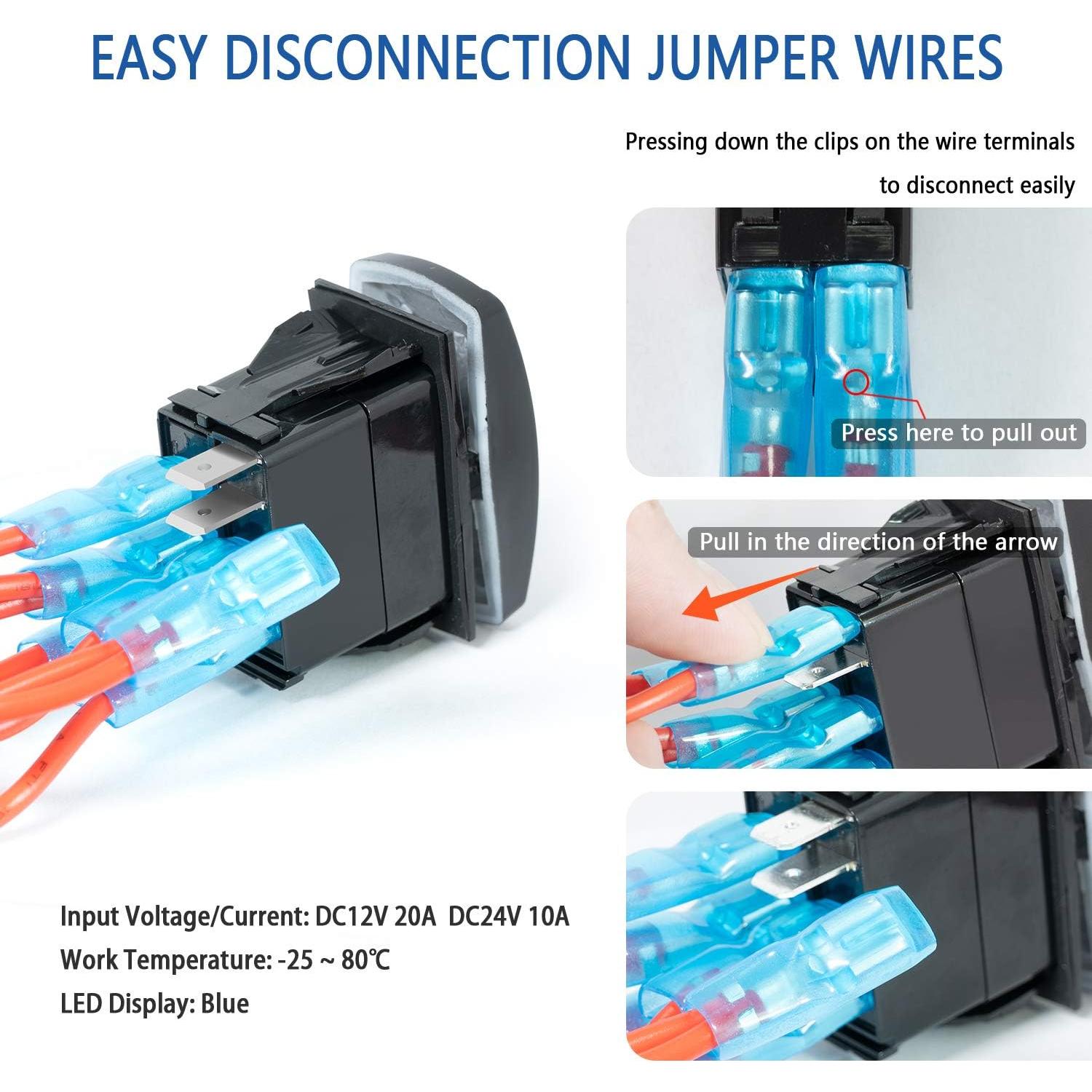 Interruptor de Palanca 5 Pin SPST Purishion 12V 24V Azul