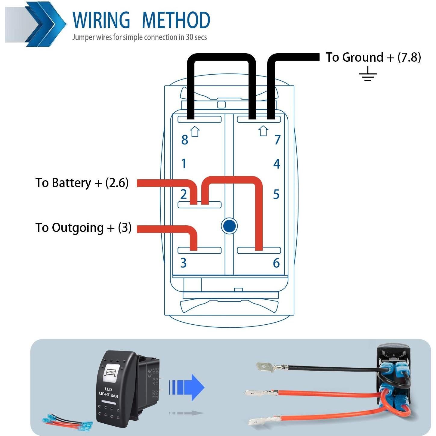 Interruptor de Palanca 5 Pin SPST Purishion 12V 24V Azul