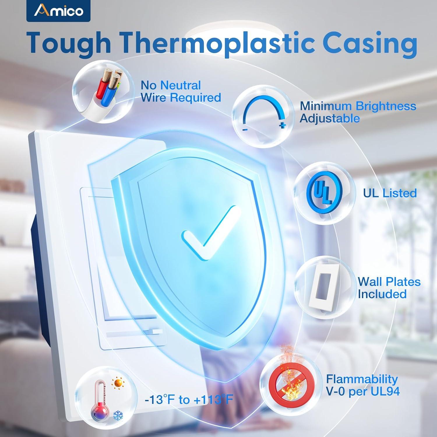 Interruptor Regulable Amico Blanco 150W LED 600W Incandescente