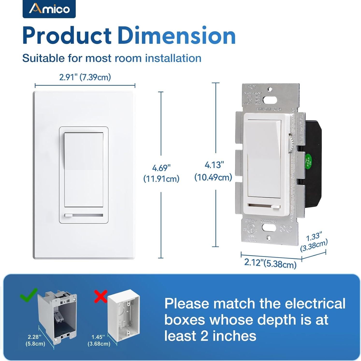 Interruptor Regulable Amico Blanco 150W LED 600W Incandescente