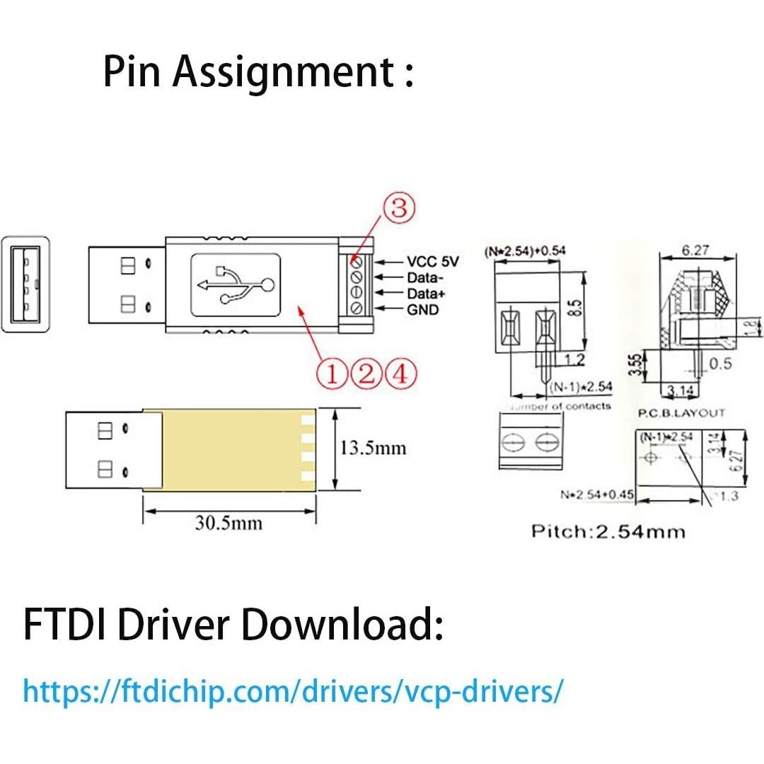 Adaptador USB a RS485 Usangreen FT232RL Carcasa Negra