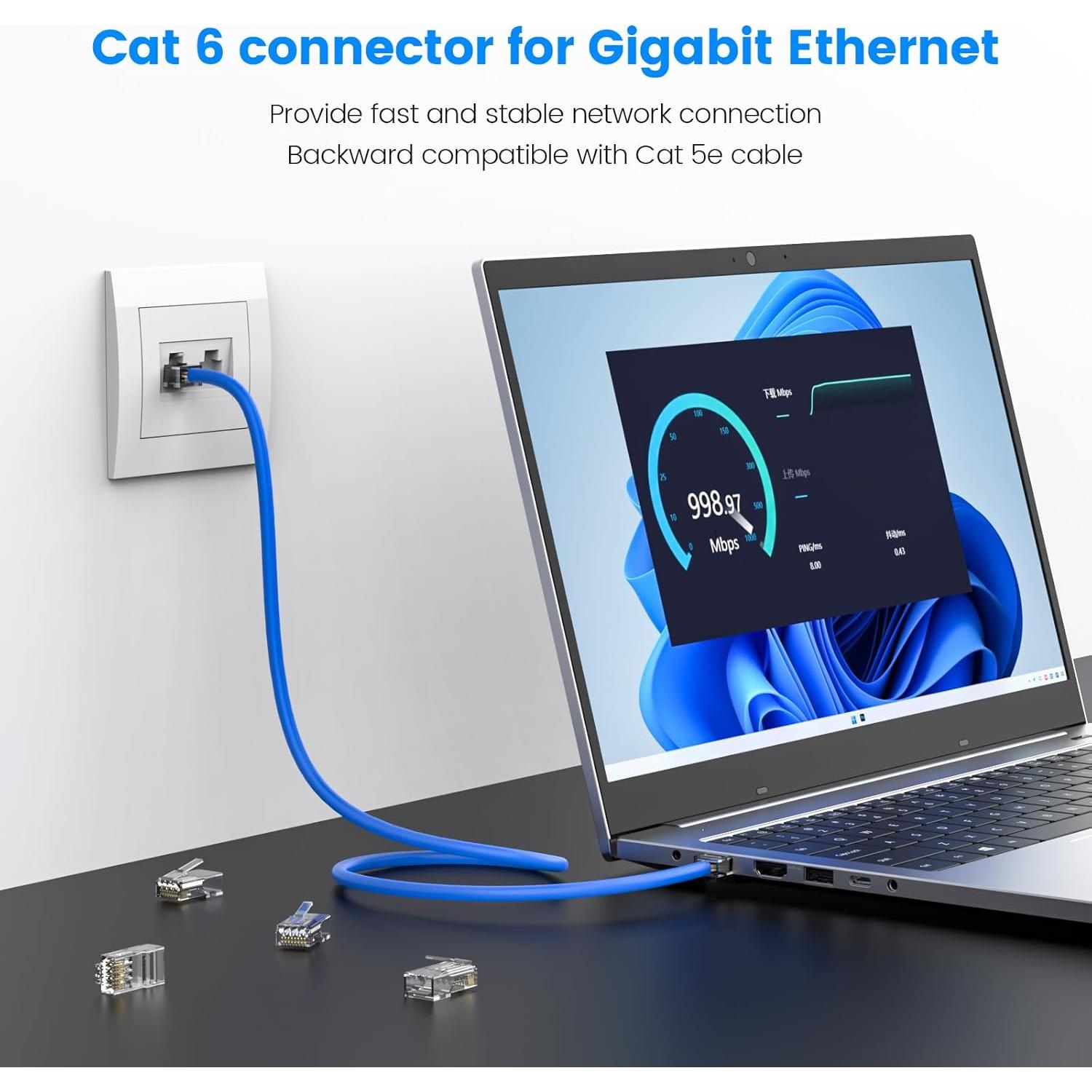 Conectores RJ45 Cat6 MOGOOD - Paquete de 10 Unidades