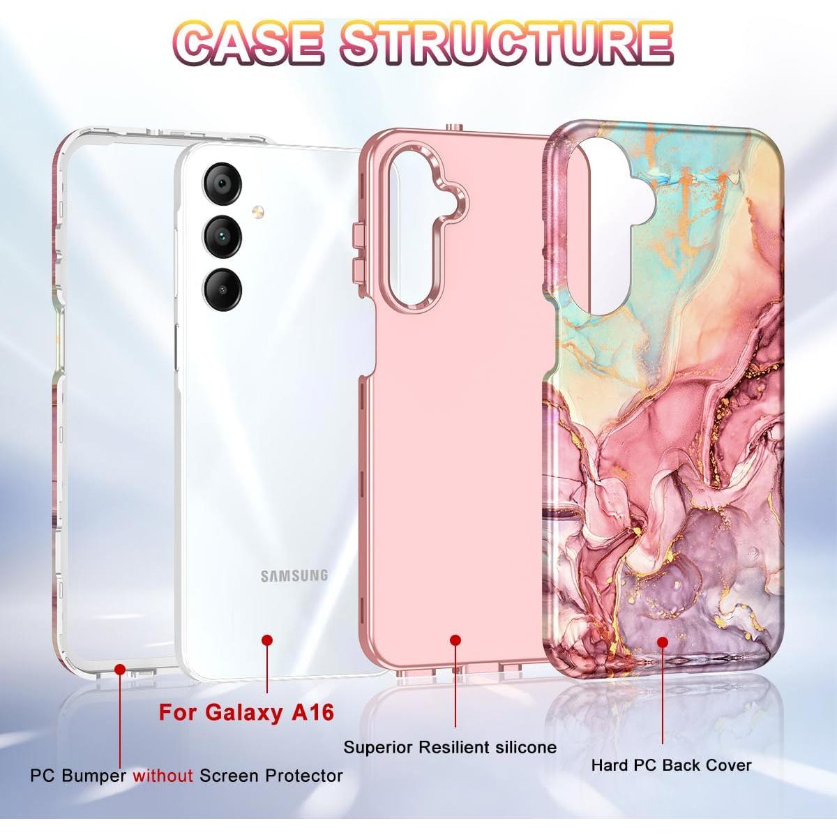 Funda Btscase para Samsung Galaxy A16 5G Oro Rosa 3 en 1