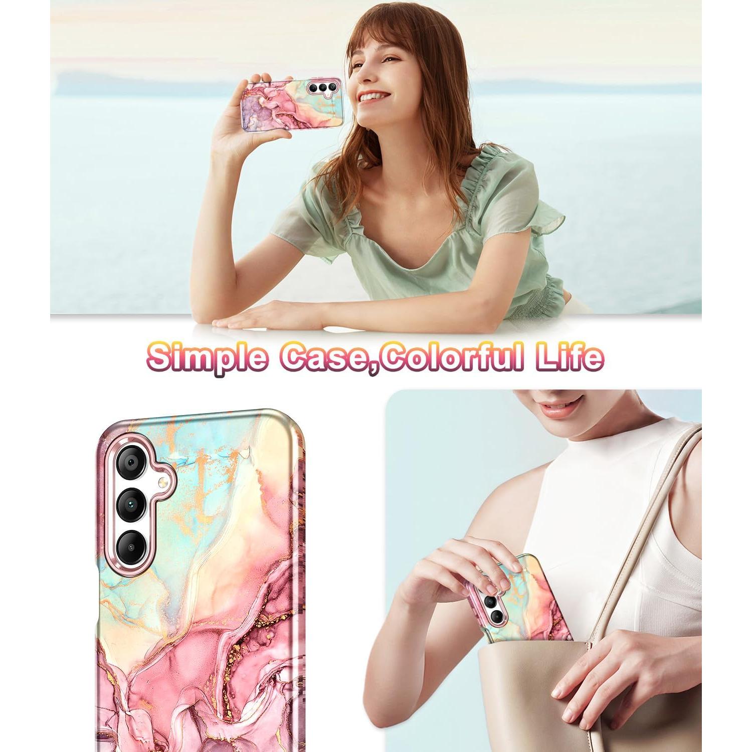 Funda Btscase para Samsung Galaxy A16 5G Oro Rosa 3 en 1
