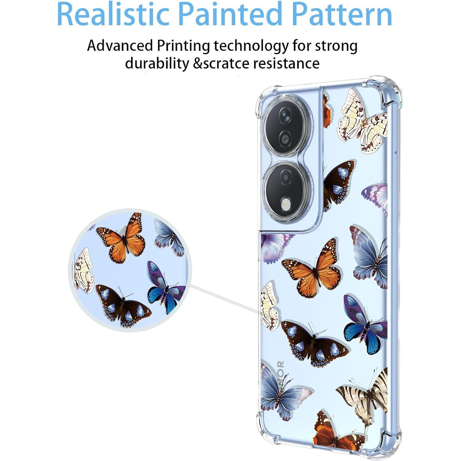 Funda TPU Transparente Floral para Huawei Honor X7B/90 Smart