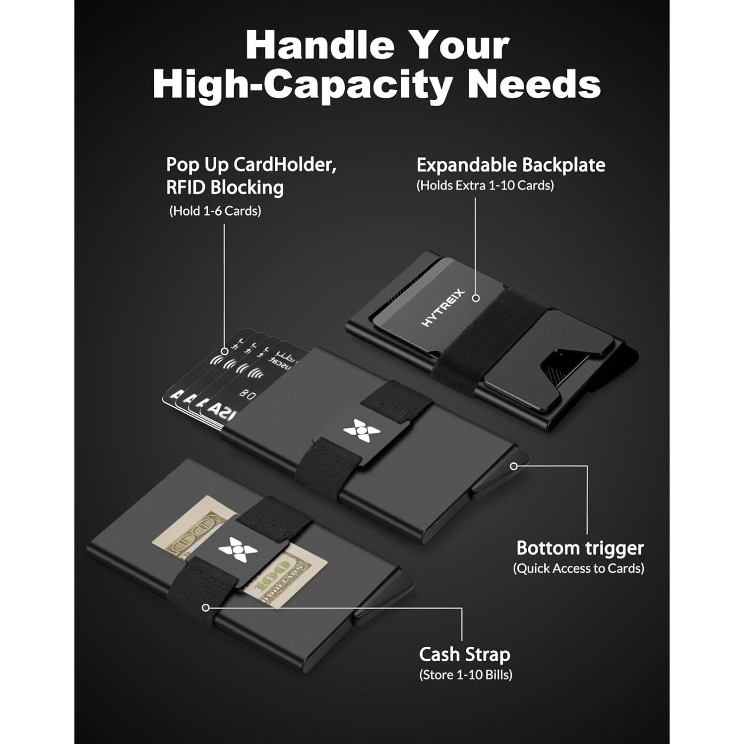 Billetera delgada HYTREIX para hombres con bloqueo RFID - 12+ tarjetas