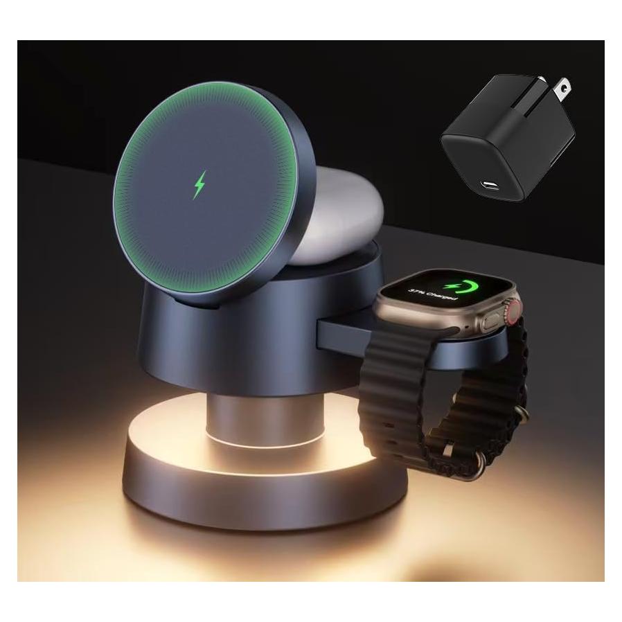 Estación de Carga Inalámbrica 4 en 1 iVANKY con Lámpara Nocturna