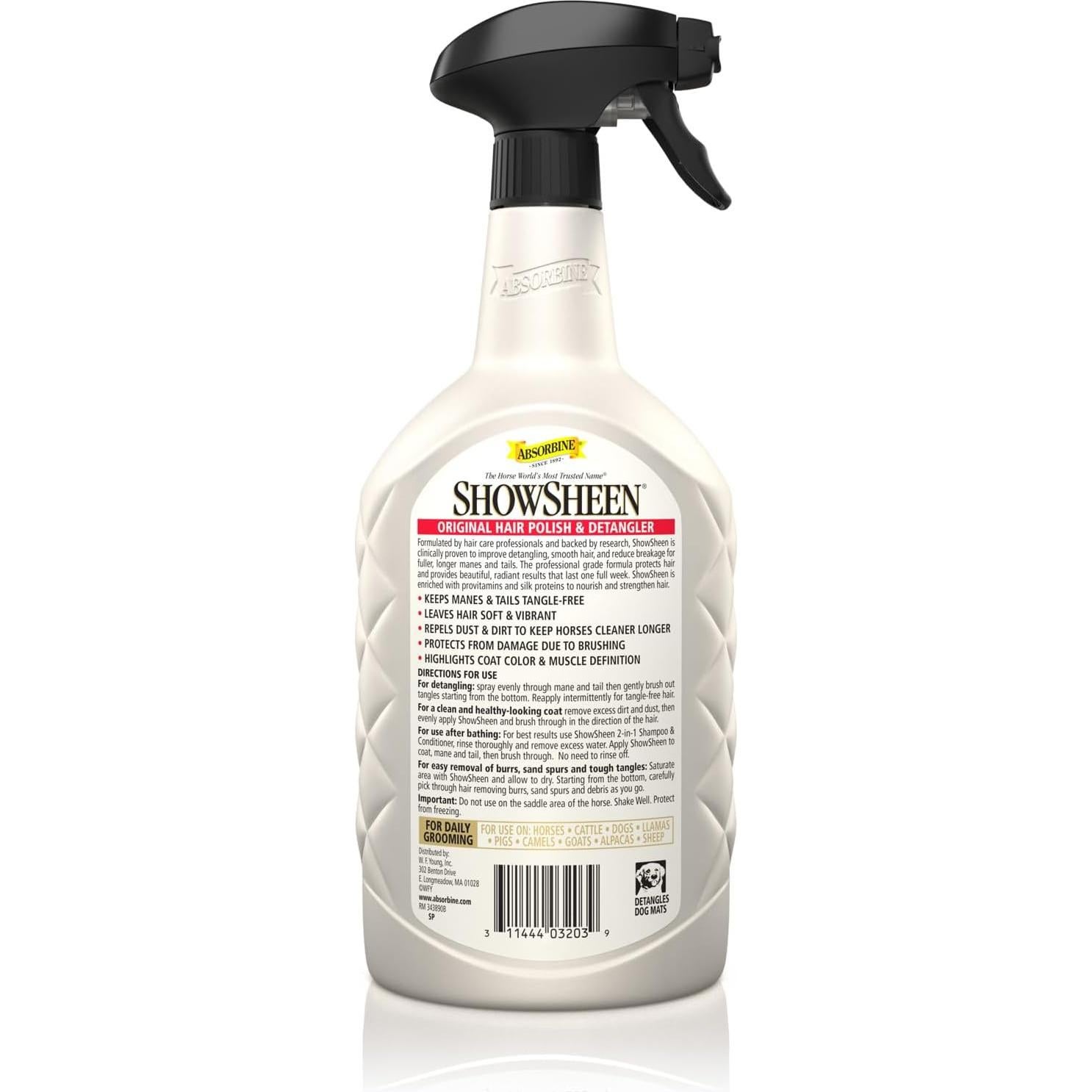 Absorbine ShowSheen Desenredante 946ml para Caballos y Perros