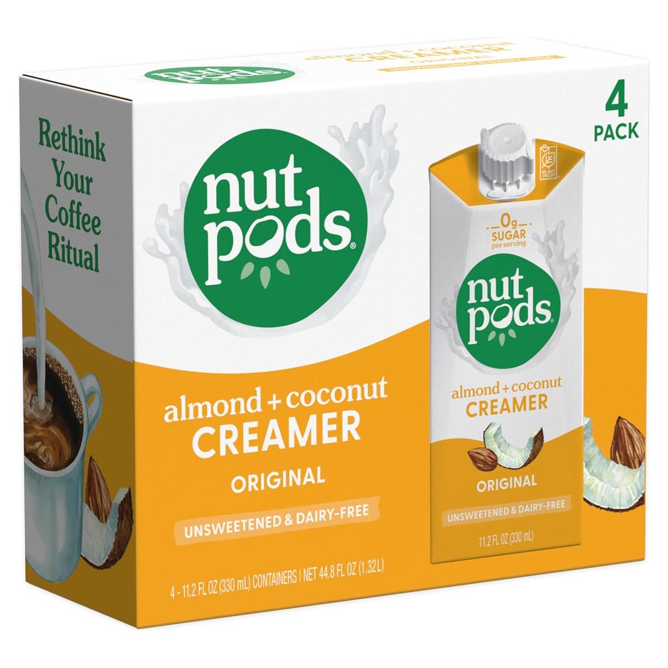 Crema de Café Original Nutpods - Sin Azúcar, Vegana, Keto - 4x11.2oz