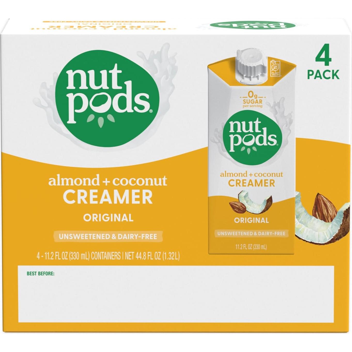 Crema de Café Original Nutpods - Sin Azúcar, Vegana, Keto - 4x11.2oz