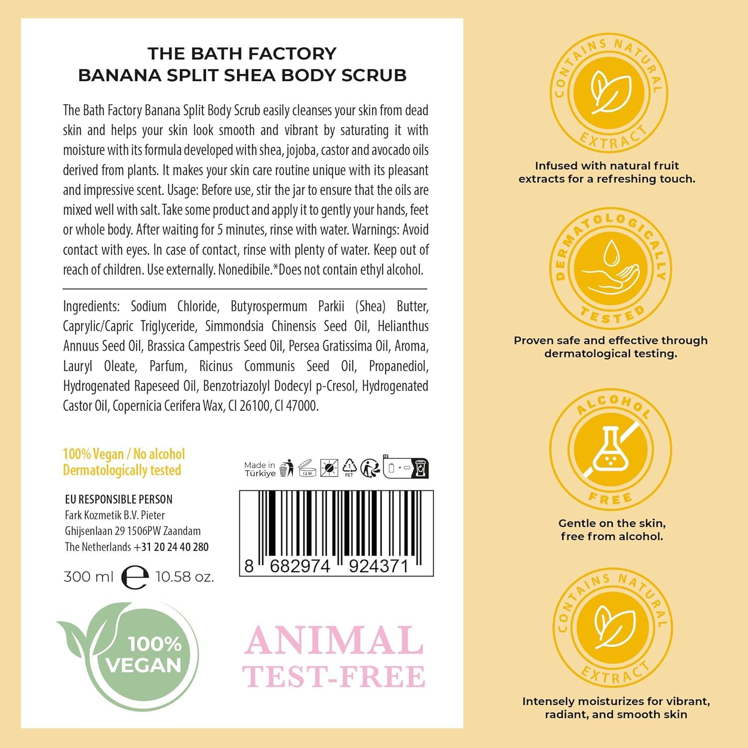 Exfoliante Corporal Vegano The Bath Factory con Manteca de Karité y Plátano